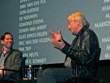 Scott Foundas, Variety Chief Film Critic, in conversation with Paul Verhoeven on his latest filmTricked, created with what was called a 'mass-produced script'. Photo by Anne-Katrin Titze.